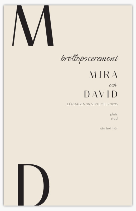 Förhandsgranskning av design för Designgalleri: Modernt Bröllopsprogram, 21,6 x 13,9 cm