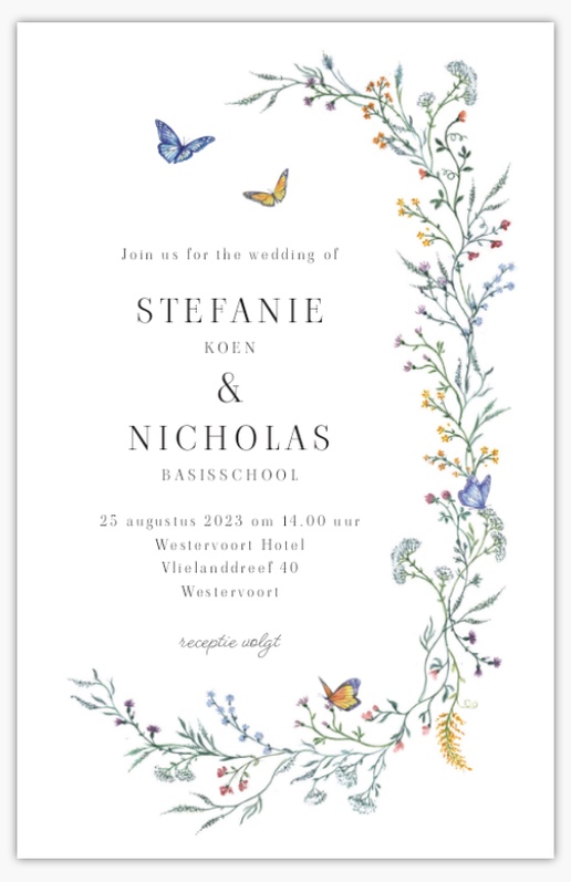 Voorvertoning ontwerp voor Ontwerpgalerij: Bloemen Trouwkaarten, Ongevouwen 18.2 x 11.7 cm