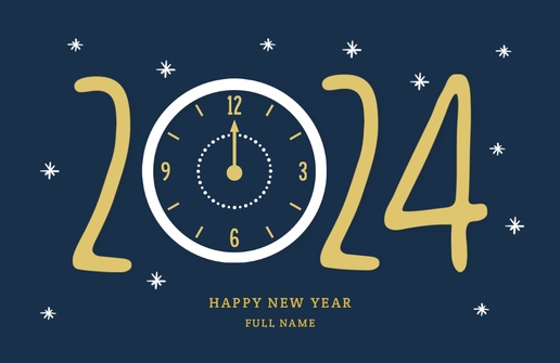 A happy new year clock blue cream design for Greeting