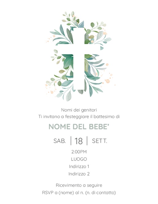 Anteprima design per Inviti per battesimi ed eventi religiosi, 13,9 x 10,7 cm