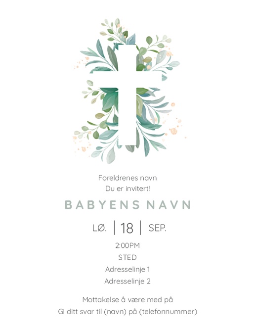 Forhåndsvisning av design for Designgalleri: Baby Invitasjoner og kort, Ensidig 14 x 10,1 cm
