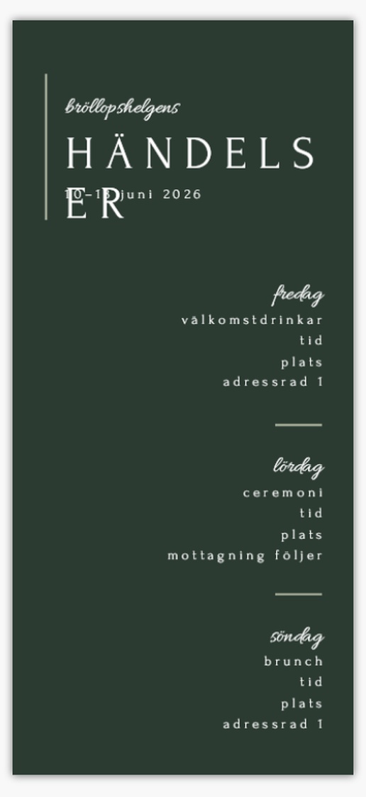 Förhandsgranskning av design för Designgalleri: Modernt Bröllopsprogram, 21 x 9.5 cm