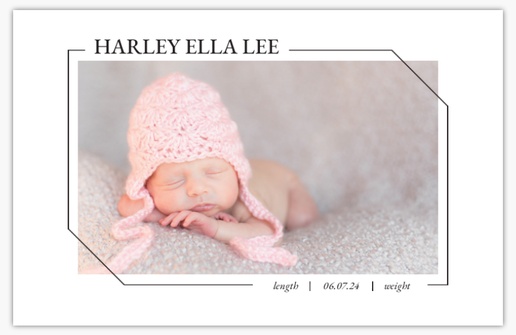 A simple birth announcement simple white gray design for Type with 1 uploads