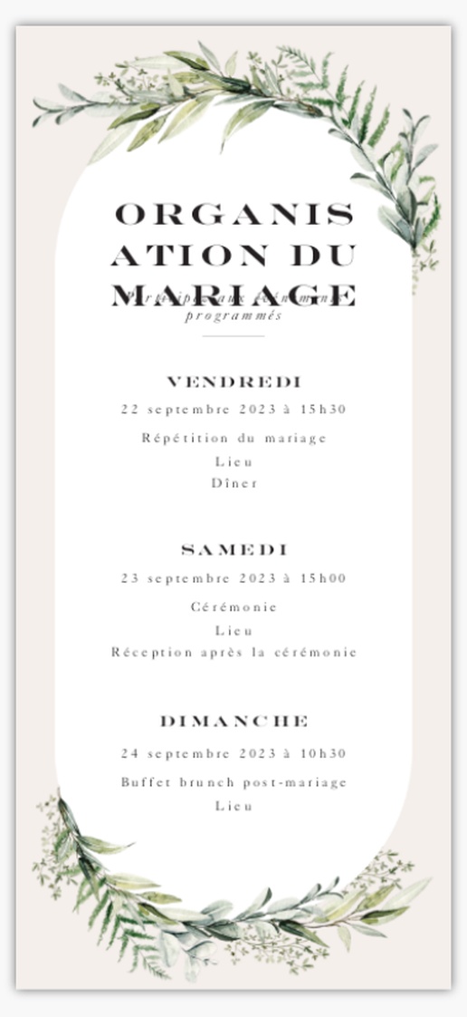 Aperçu du graphisme pour Programmes de mariage, 21 x 9.5 cm