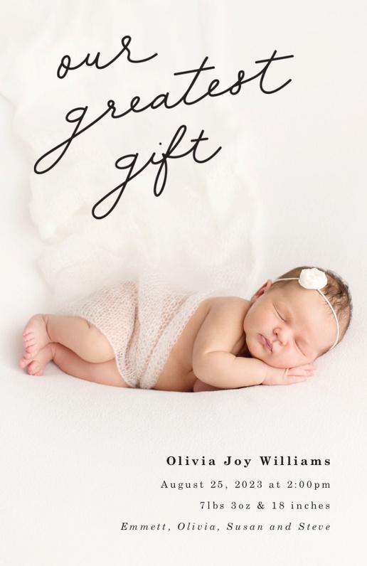 A simple birth announcement black design for Theme with 1 uploads
