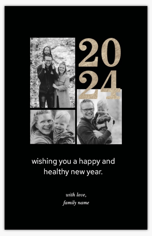 A modern new year cheer black gray design for Elegant with 3 uploads
