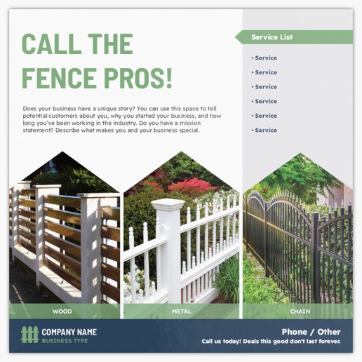 Design Preview for Design Gallery: Fencing & Decking Postcards, Square (210 x 210 mm)