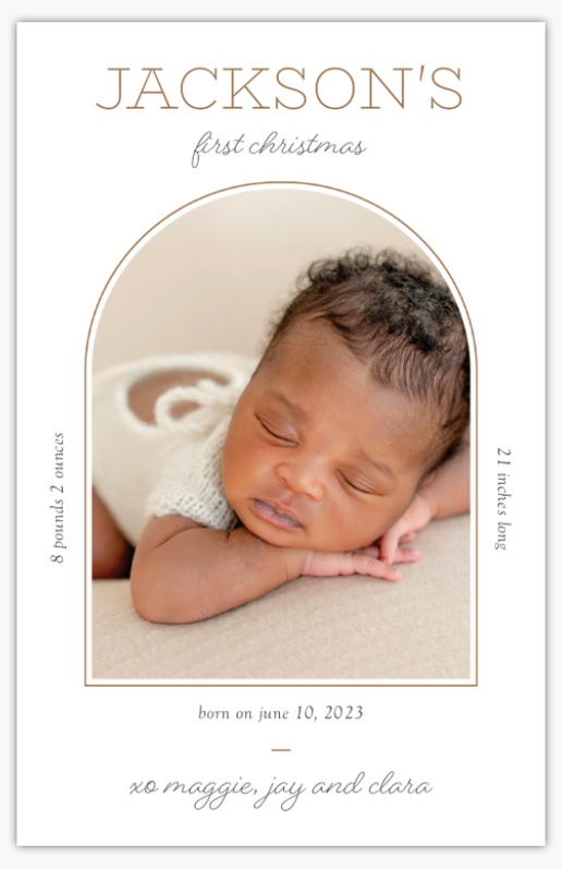 A hello baby christmas birth announcement white gray design for Theme with 1 uploads