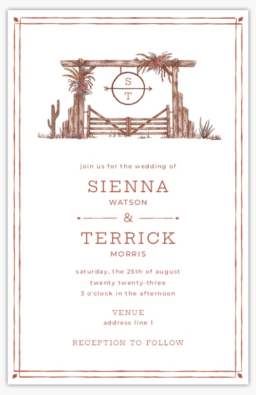 Design Preview for Rustic Wedding Invitations Templates, 4.6" x 7.2" Flat