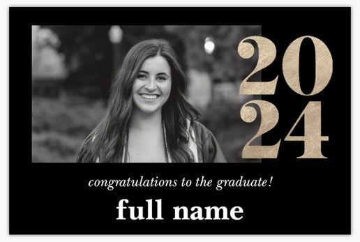 A gold 3 photo black gray design for Graduation Party with 1 uploads