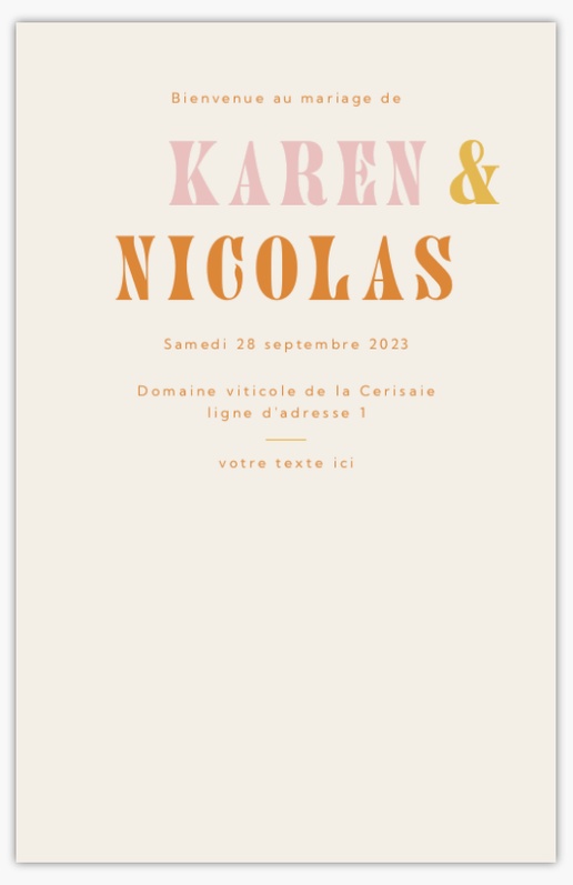Aperçu du graphisme pour Galerie de modèles : Programmes de mariage pour Typographiques, 21,6 x 13,9 cm