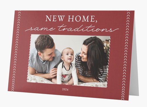 Un tarjeta navideña conmovedora nuevo hogar para las vacaciones diseño marrón para Tema con 1 imágenes