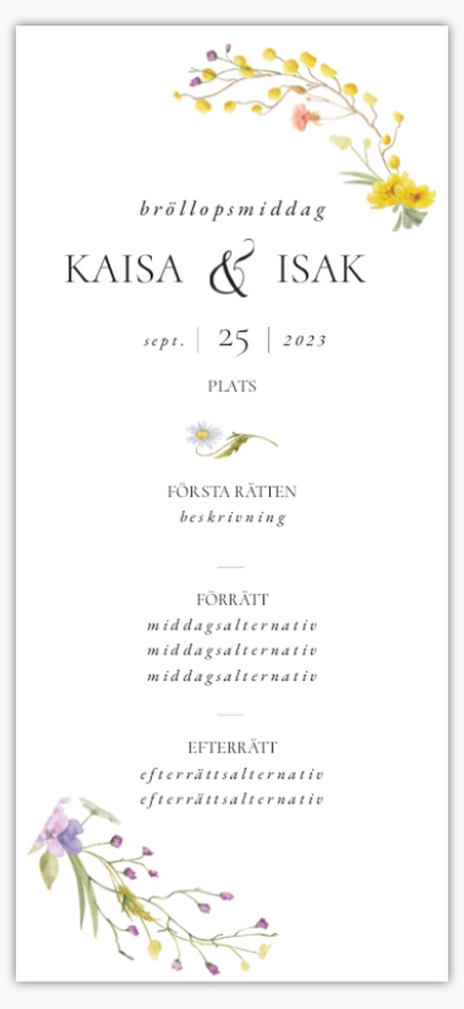 Förhandsgranskning av design för Designgalleri: Blommor Bröllopsprogram, 21 x 9.5 cm