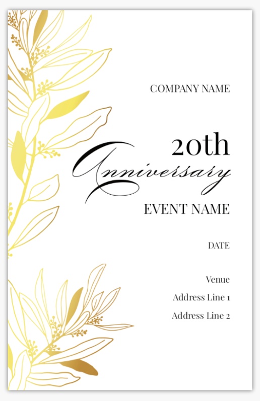 A branch with leaves business anniversary white cream design for Elegant