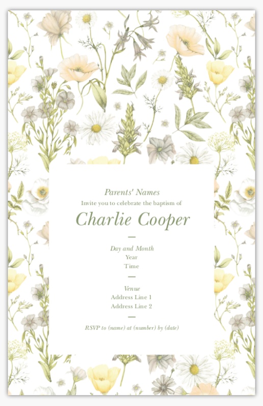 Design Preview for Florals & Greenery Invitations & Announcements Templates, 4.6” x 7.2” Flat