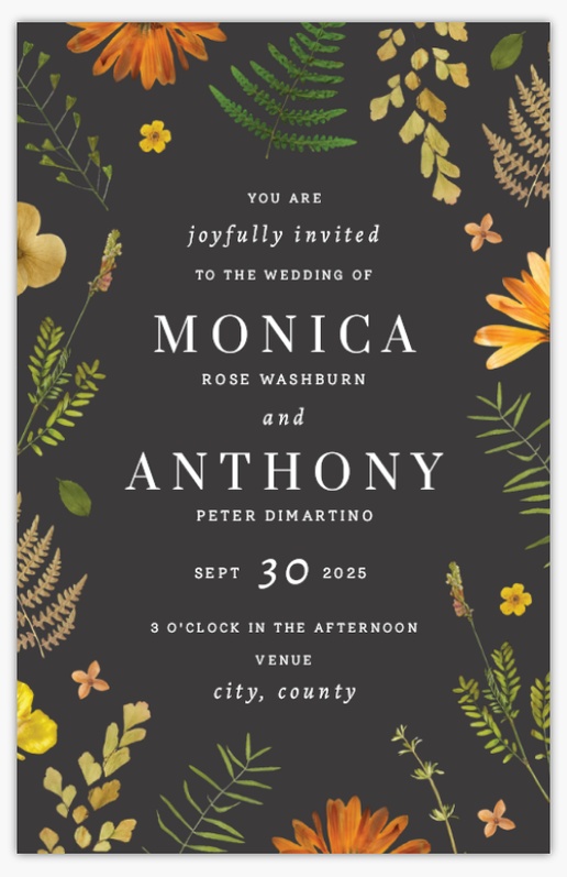 Design Preview for Bold Wedding Invitations Templates, 4.6" x 7.2" Flat