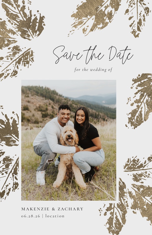 A leaves fall white gray design for Save the Date with 1 uploads