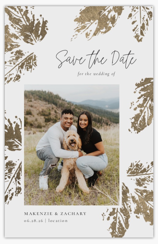 A leaves fall gray design for Save the Date with 1 uploads