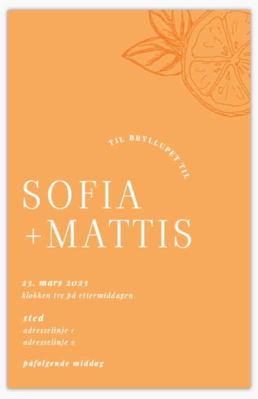 Forhåndsvisning av design for Designgalleri: Sommer Bryllupsinvitasjoner, Ensidig 18.2 x 11.7 cm