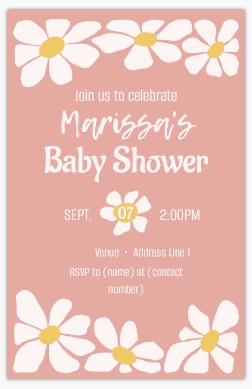 A baby daisies pink white design for Baby Shower