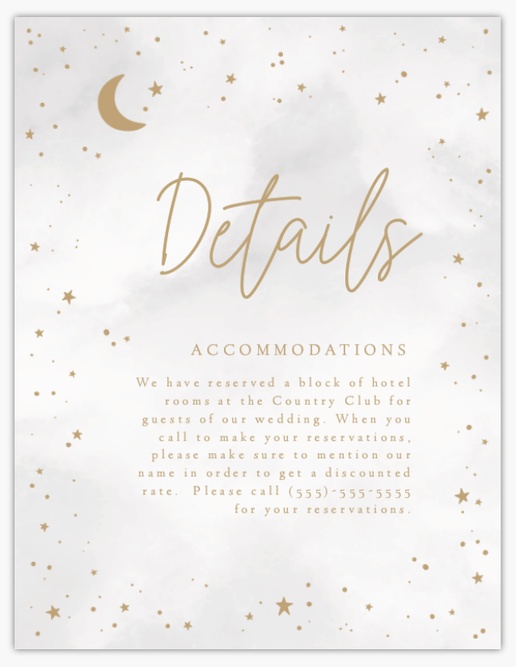A wedding details card celestial gray design for Elegant