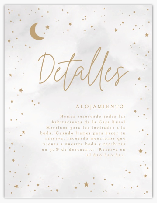 Un tarjeta de detalles de boda celestial diseño gris para Elegante