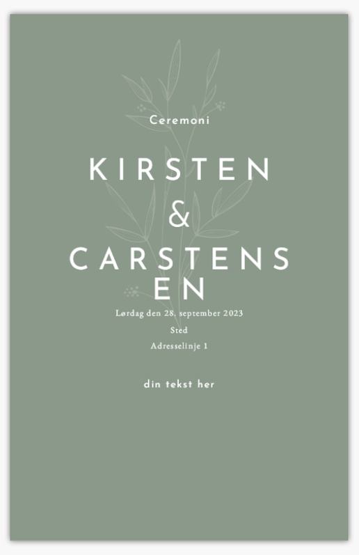 Forhåndsvisning af design for Designgalleri: Grønne planter Bryllupsprogrammer, 21,6 x 13,9 cm