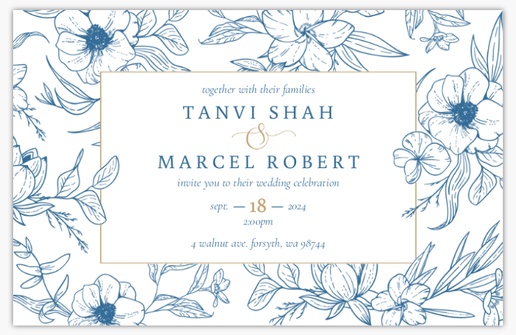 Design Preview for Nautical Wedding Invitations Templates, 4.6" x 7.2" Flat